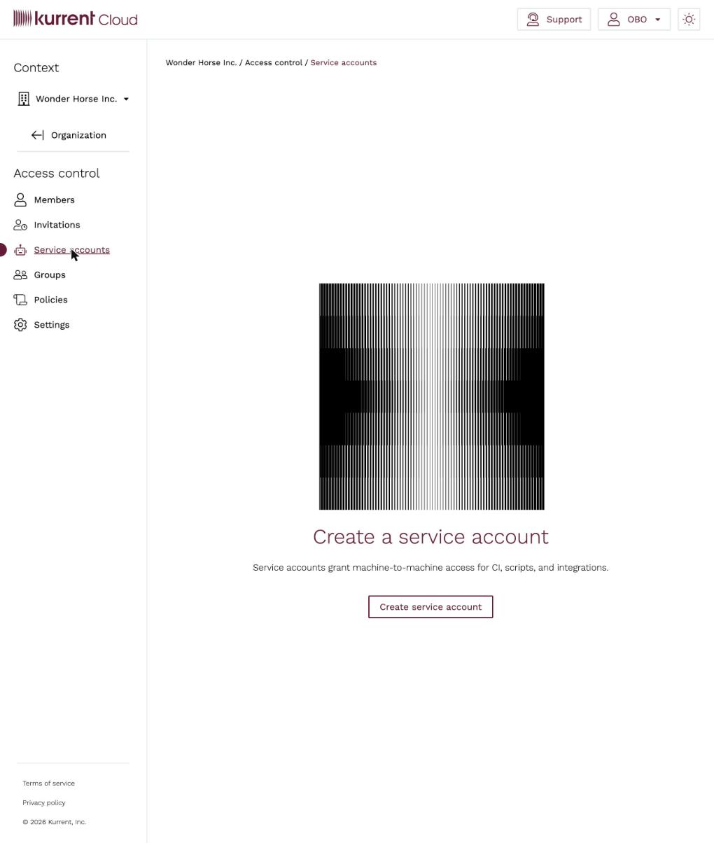 Service accounts empty state